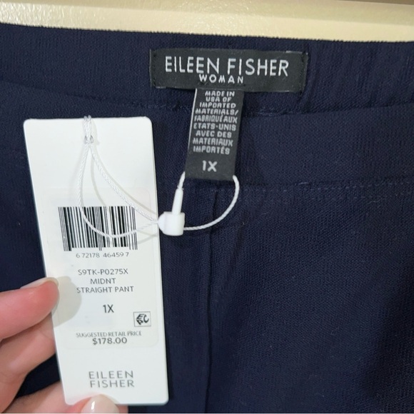 Eileen Fisher Woman System Washable Straight Crepe Pants Midnight Blue 1X NEW - Picture 3 of 4